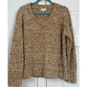 LOFT Outlet Tan Speckled Knit Sweater Women’s Size L Cozy Textured Pullover